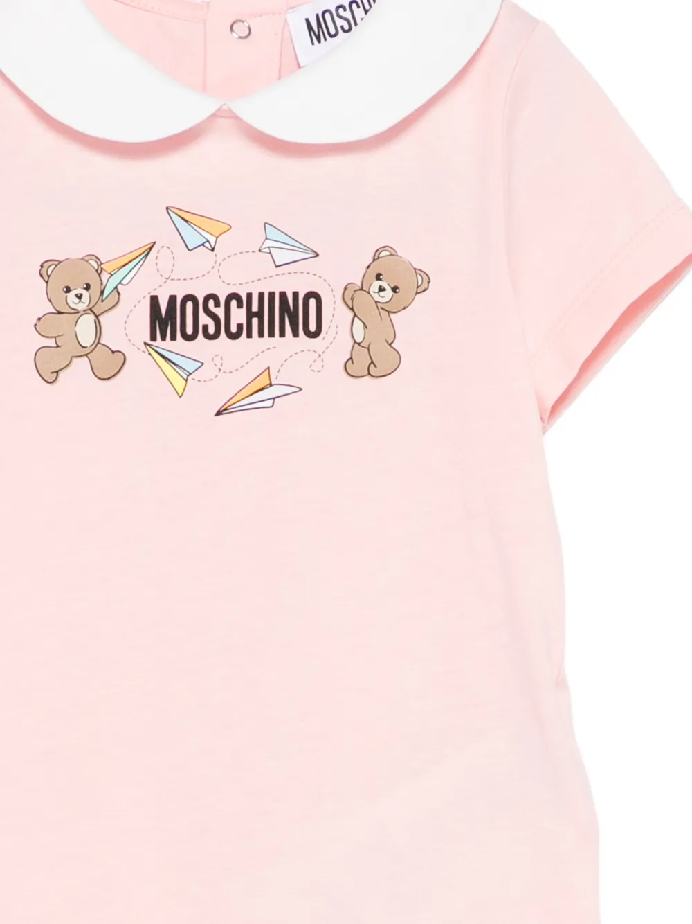 Комбинезон с принтом мишки Moschino Kids, розовый — фото 3