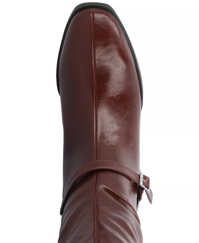 Женские сапоги для верховой езды Rhianah Wide Width Wide Calf Heel с высоким коленом Journee Collection, коричневый — фото 4