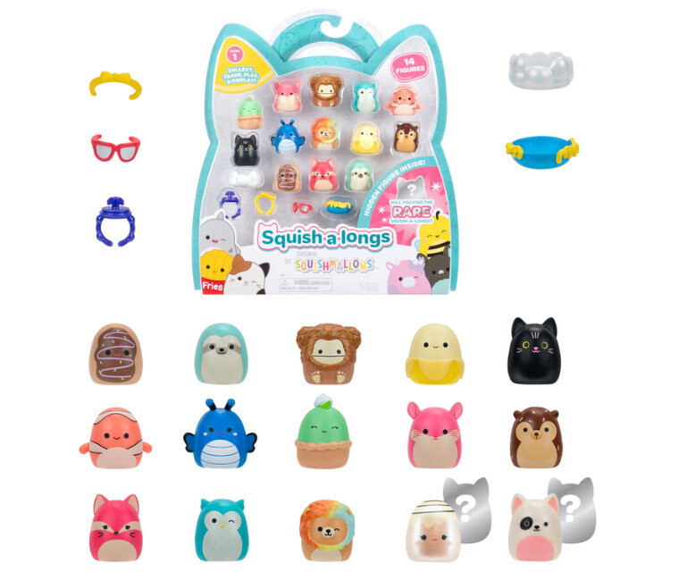 

Набор фигурок SQUISHMALLOWS Фигурка-сюрприз SQUISHA LONGS, 14 шт. в упаковке s1 JAZWARES SQAL0029