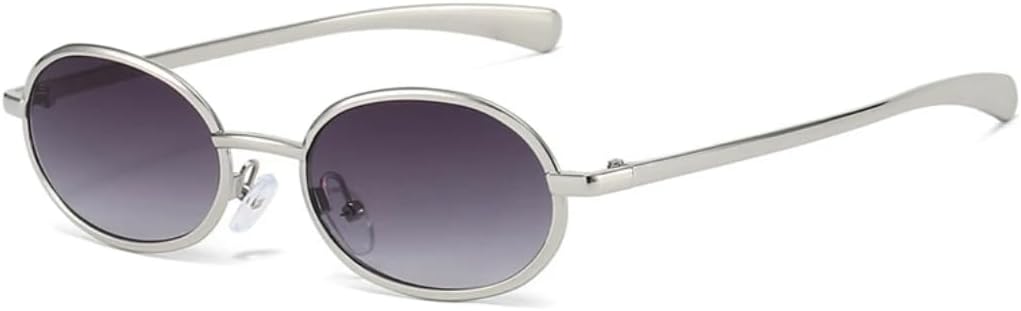 

Солнцезащитные очки для мужчин и женщин - защита UV400 - маленькие овальные металлические градиентные очки в стиле панк для занятий спортом на открытом воздухе и вождения DSVIGF, Silver Gray Gradient