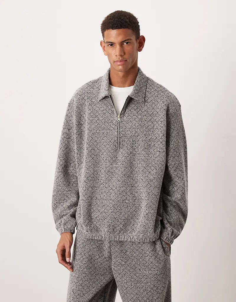 

Свободный джемпер с заниженной линией плеч и четвертной молнией от ASOS DESIGN коричневого цвета - BROWN