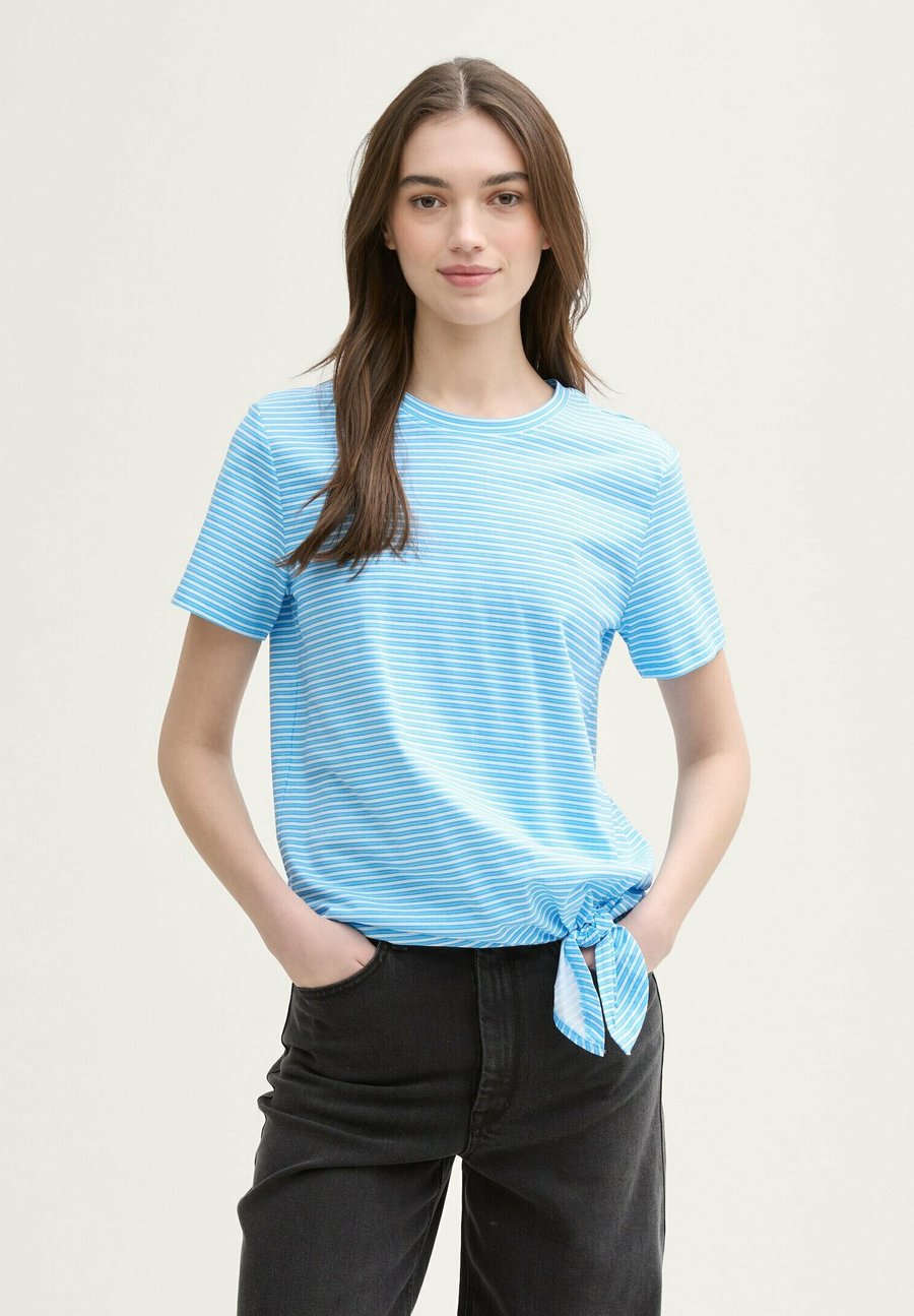 

Футболка TOM TAILOR DENIM Print T-shirt, Blue White Stripe/Blue