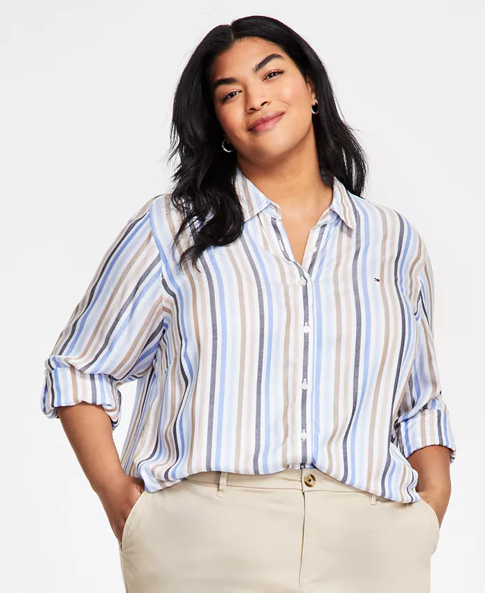 

Женская блуза с рукавами-регланом и полосками Plus Size Tommy Hilfiger, мультиколор