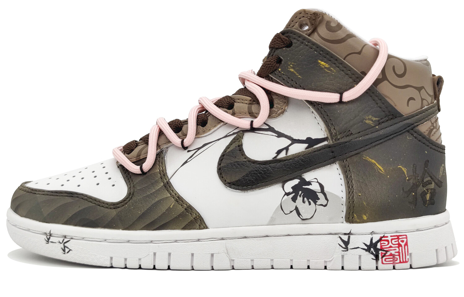 

Кроссовки Nike Dunk High Skateboarding Shoes Unisex Mid-top Gold, Brown, Red, коричневый