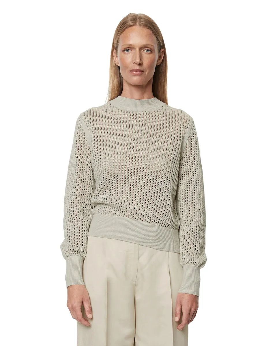 

Женский джемпер с ажурной вязкой из органического хлопка и льна MARC O'POLO, бежевый