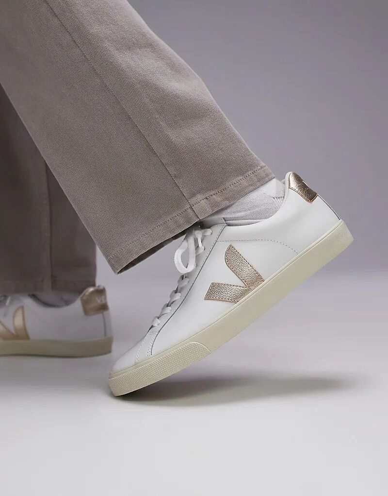 

Кроссовки с логотипом Esplar из экстра-белой платиновой кожи VEJA