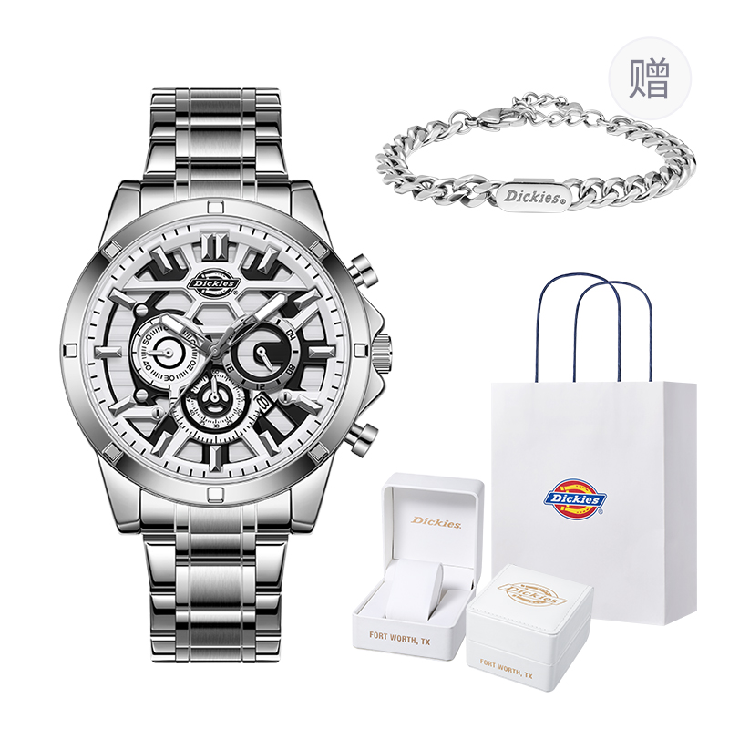 

Dickies Часы Wrist Watch Quartz Movement Steel Strap White Dial Unisex Festival Box, [Limited White Gold Flowing Leather Case]CL-545ASDS-71SY