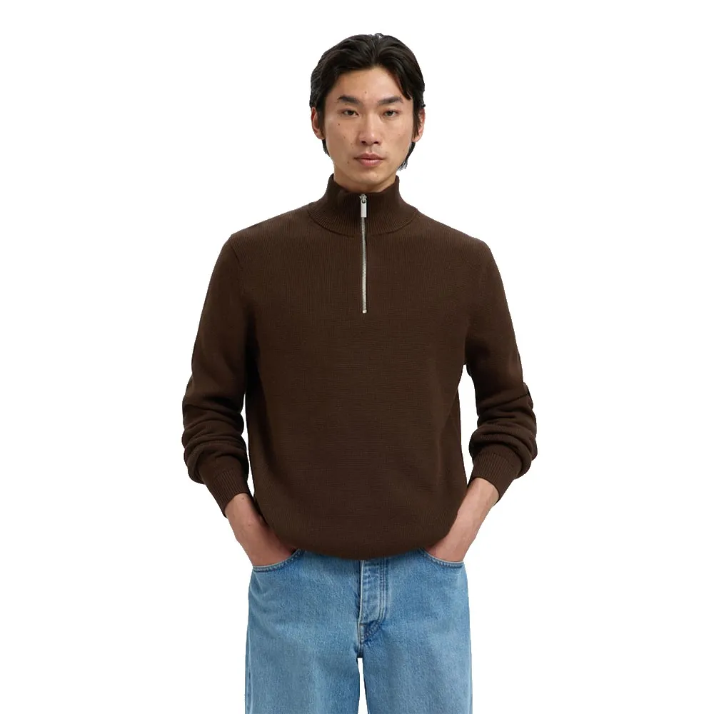 

Свитер Selected Dane half zip, коричневый