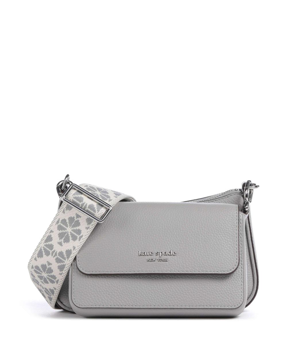 

Двойная сумка через плечо из зернистой коровьей кожи Kate Spade New York, серый