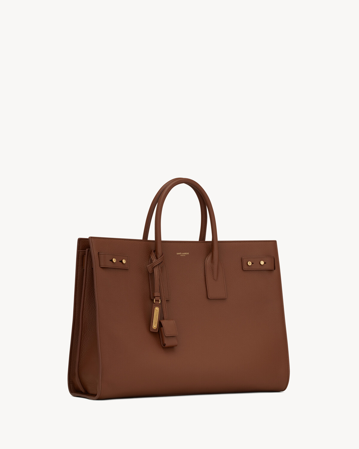Сумка Sac de Jour тонкая большая из зернистой кожи Saint Laurent, коричневый — фото 3