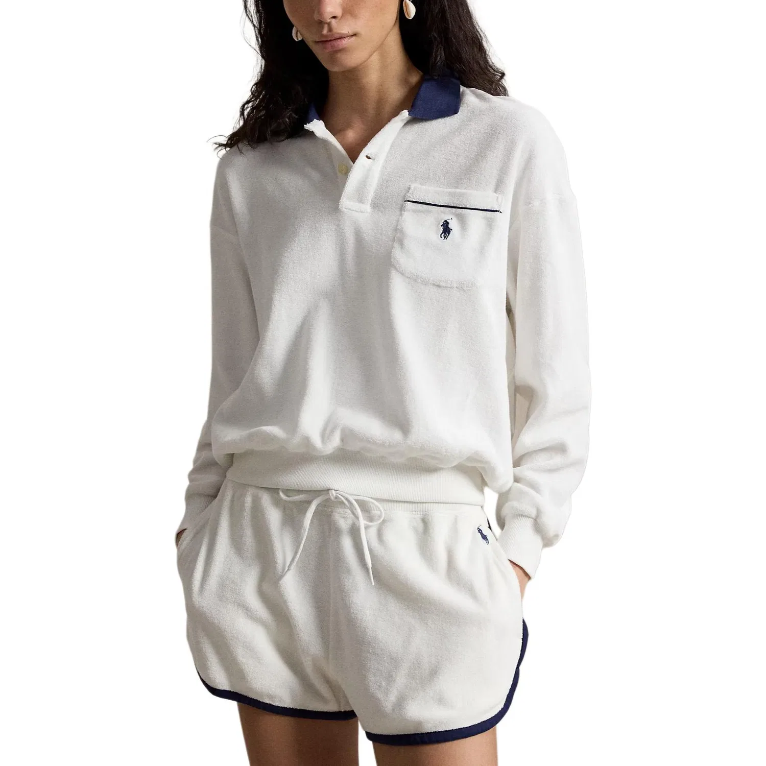 Поло свободного кроя Polo Ralph Lauren белое — фото 3