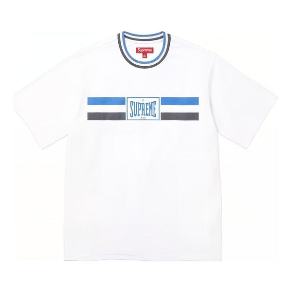 

Футболка warm up stripe s/s t-shirt 'white blue' Supreme, белый