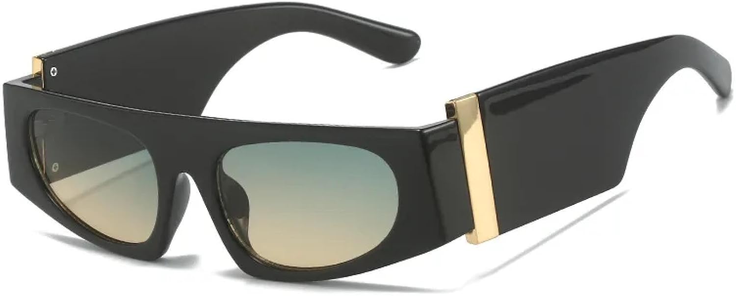 

Роскошные солнцезащитные очки с широкими дужками для женщин и мужчин, винтажные, с плоской верхней частью, прямоугольные, с градиентным переходом, в стиле хип-хоп TVTBBVV, C3