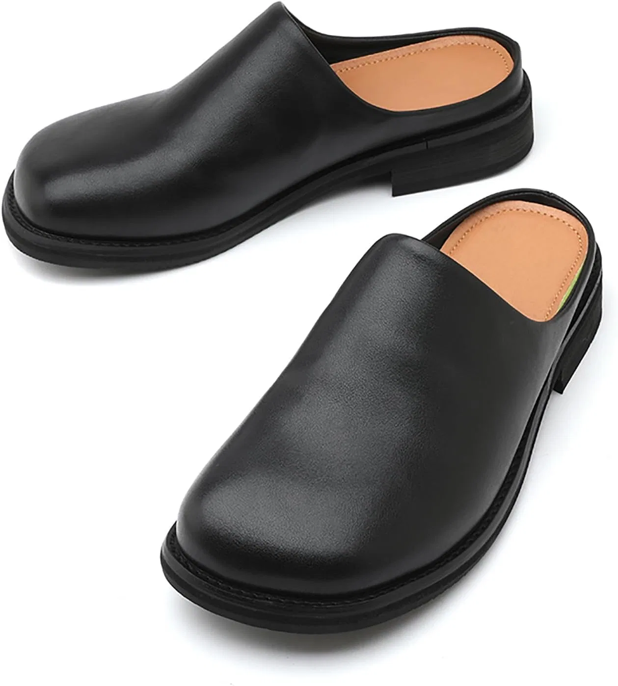 Мужские мюли из кожи, Slip-On Loafers, Black LJAIYI — фото 2