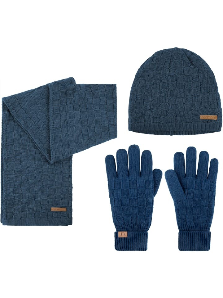 

Шапка normani Set - Schal, Mütze und Handschuh aus Merinowolle, цвет Marine