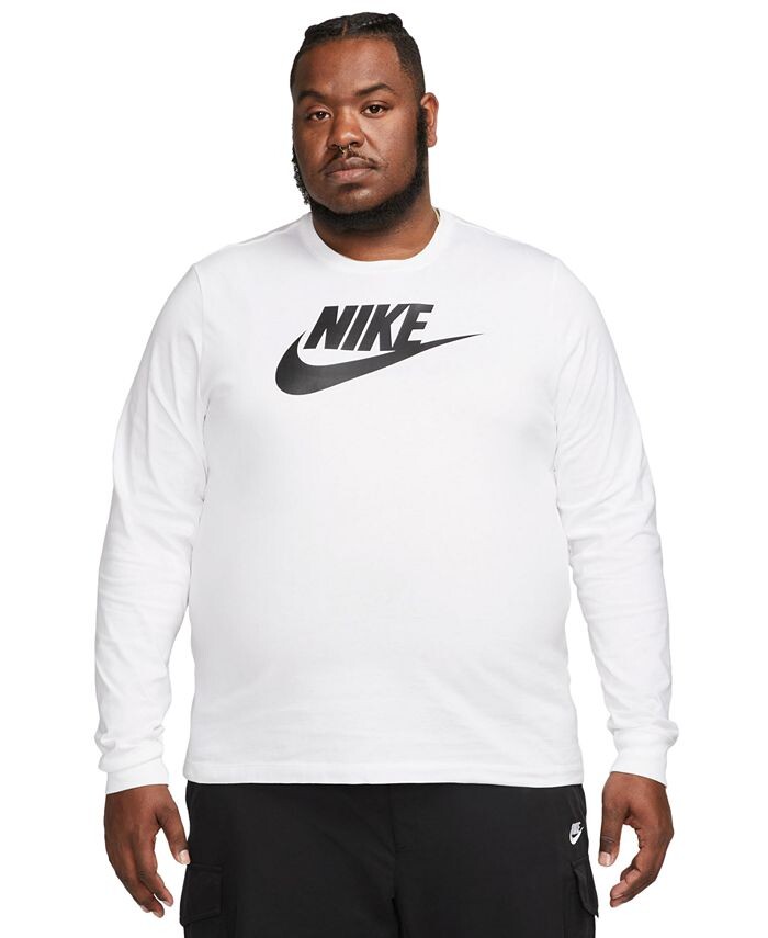 

Мужская спортивная футболка с логотипом и длинными рукавами Nike, белый