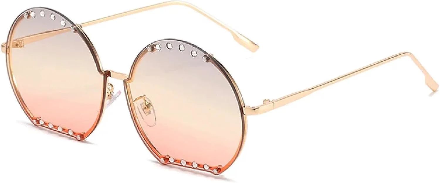 

Большие круглые солнцезащитные очки для женщин и мужчин, модные металлические очки, летние дорожные очки с защитой от УФ-излучения UV400 TKKTLLT, Gray Yellow Red