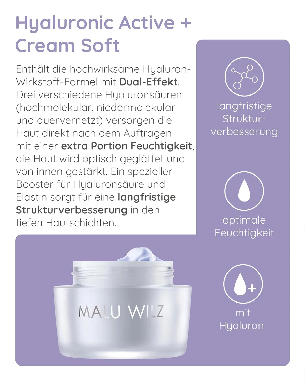 Крем для лица Malu Wilz — «Hyaluronic Active+ Cream Soft» с гиалуроновой кислотой от Kosmetik — фото 3