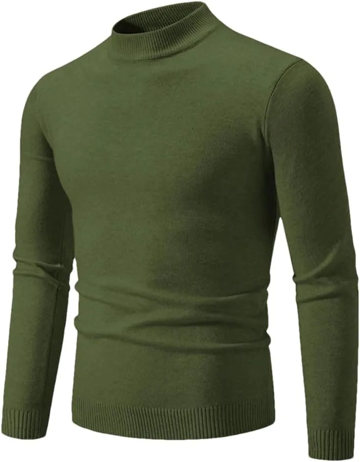 

Мужской однотонный вязаный свитер с полувысоким воротником