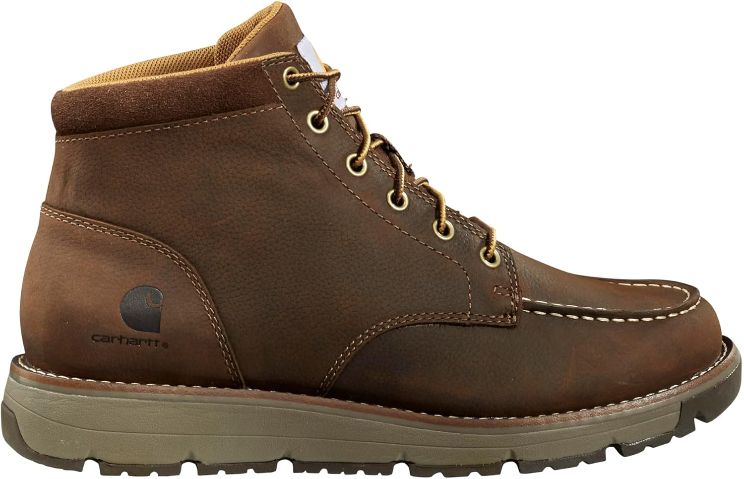 

Carhartt Millbrook Moc Toe ботинки для мужчин - 5-дюймовые рабочие ботинки на клиновидной подошве, устойчивые к скольжению и EH-воздействию, из промасленной кожи, с дышащей мембраной и легкой промежуточной подошвой EVA, Dark Bison Oil Tanned