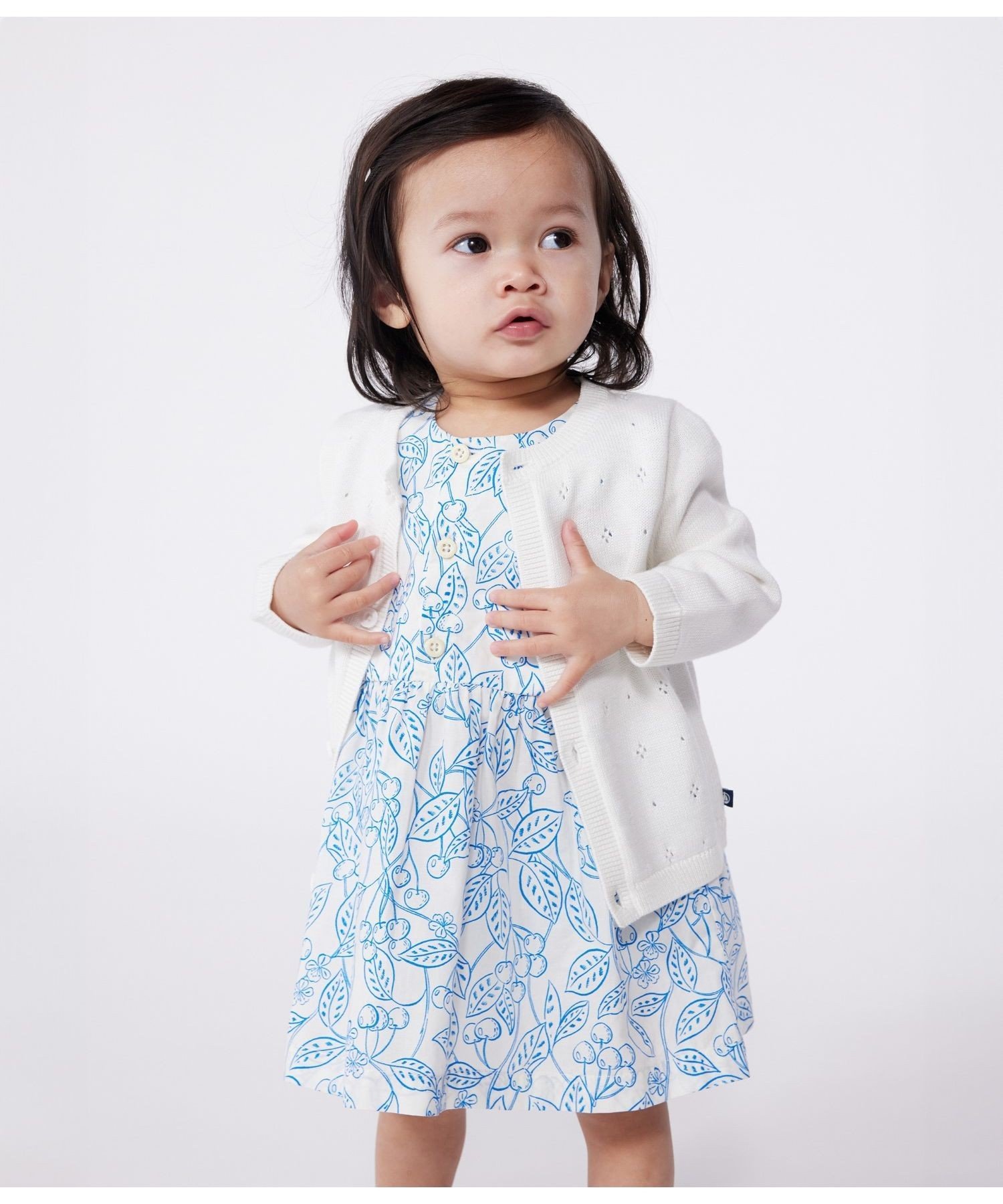 Хлопковый вязаный кардиган PETIT BATEAU, Off white