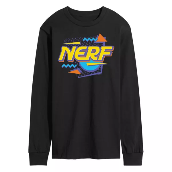 

Мужская футболка с длинным рукавом и графическим логотипом 90-х Nerf, черный