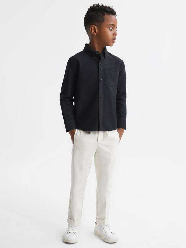 Детская рубашка Greenwich из хлопкового оксфорда Reiss, Black — фото 4