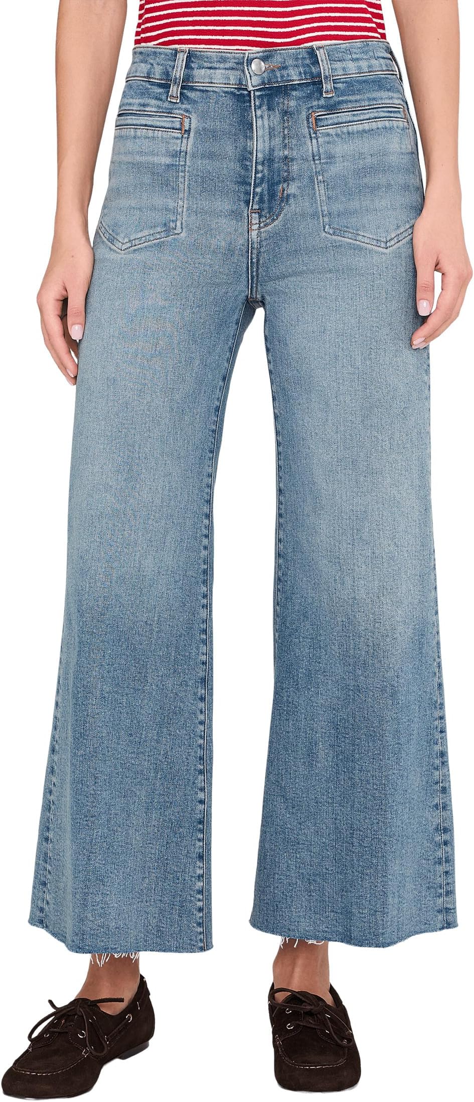 

Джинсы Madewell Patch Pocket Flared Wide Leg Jeans with Raw Hem in Shalimar Wash, Shalimar Wash