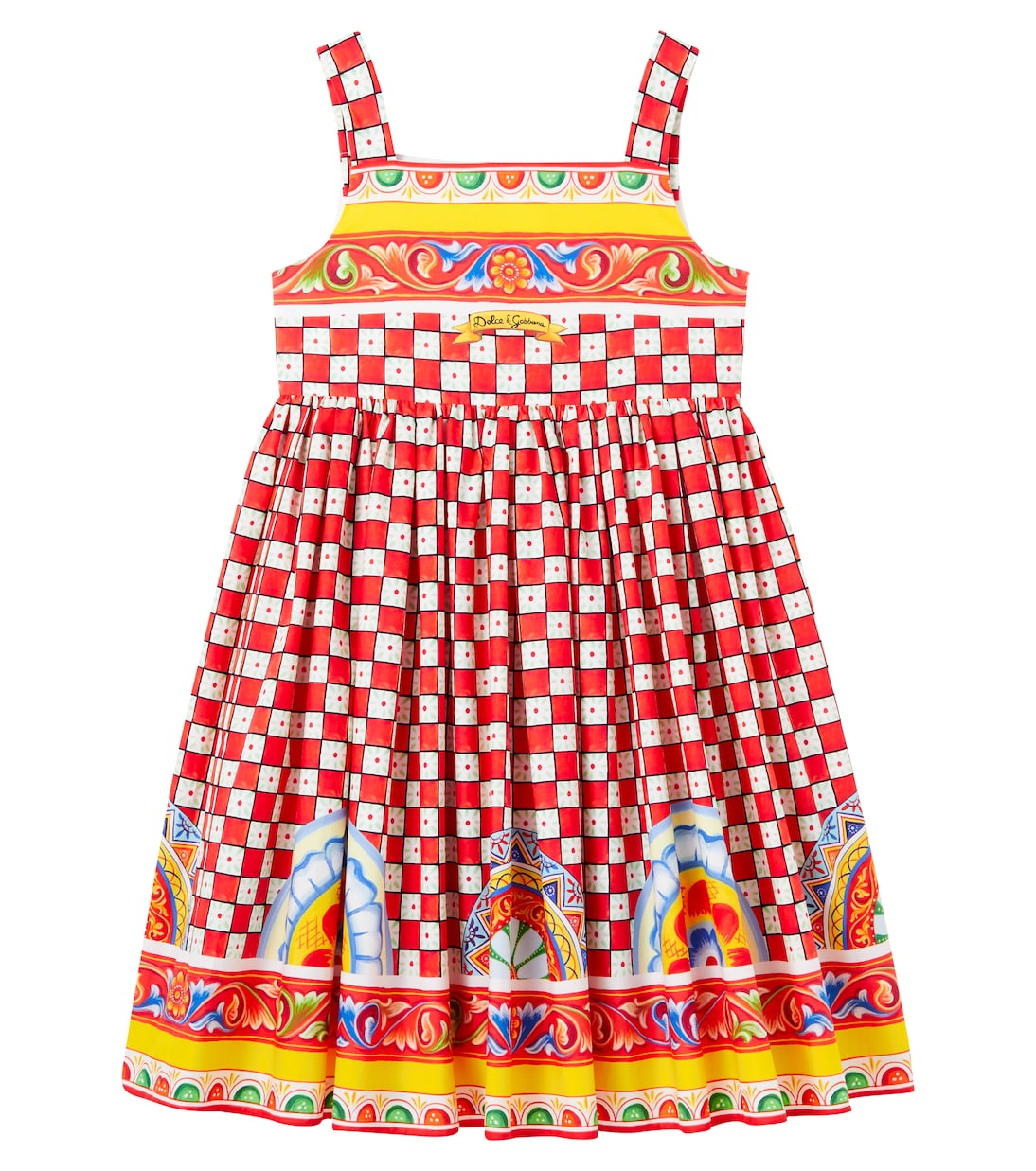 

Платье из клетчатого хлопка Taormina Dolce&Gabbana Kids, Carretto F.Rosso