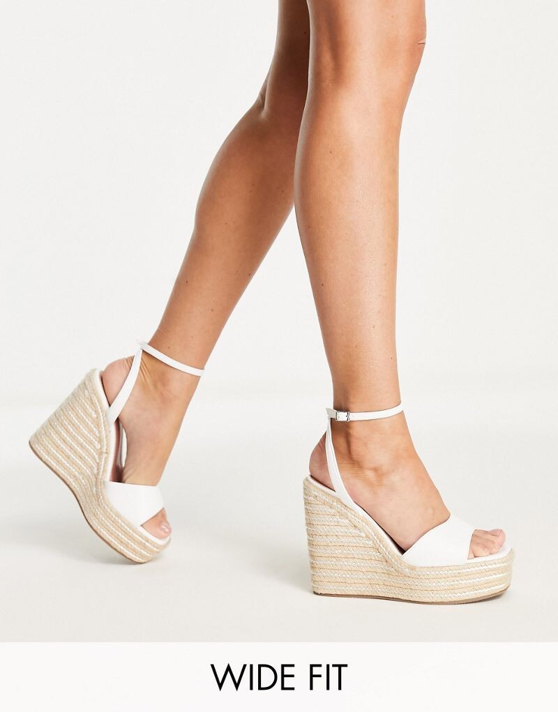 

Белые эспадрильи на танкетке ASOS DESIGN Wide Fit Tasha