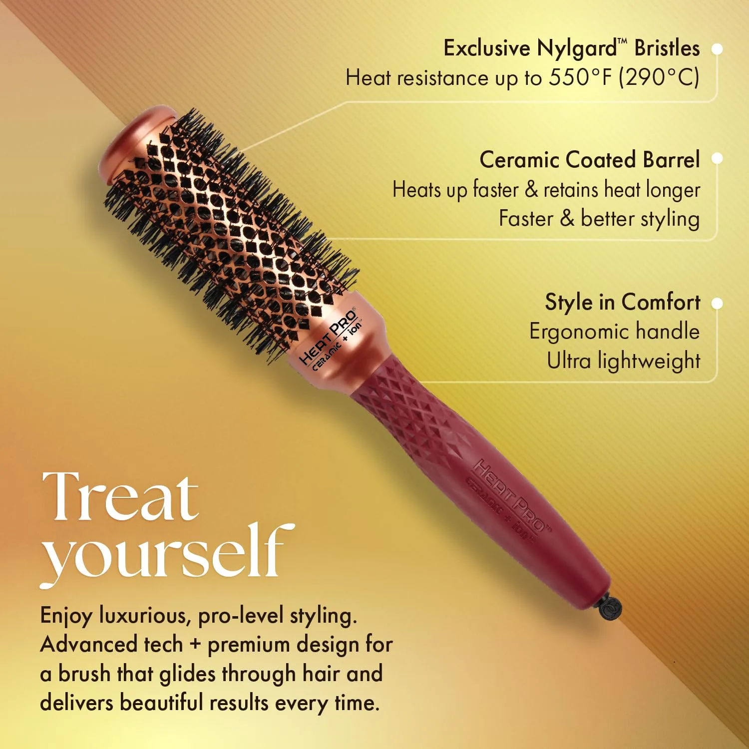 Термощетка для волос Olivia Garden HeatPro Round Thermal Hair Brush (не электрическая) 3,2 см, Copper — фото 3