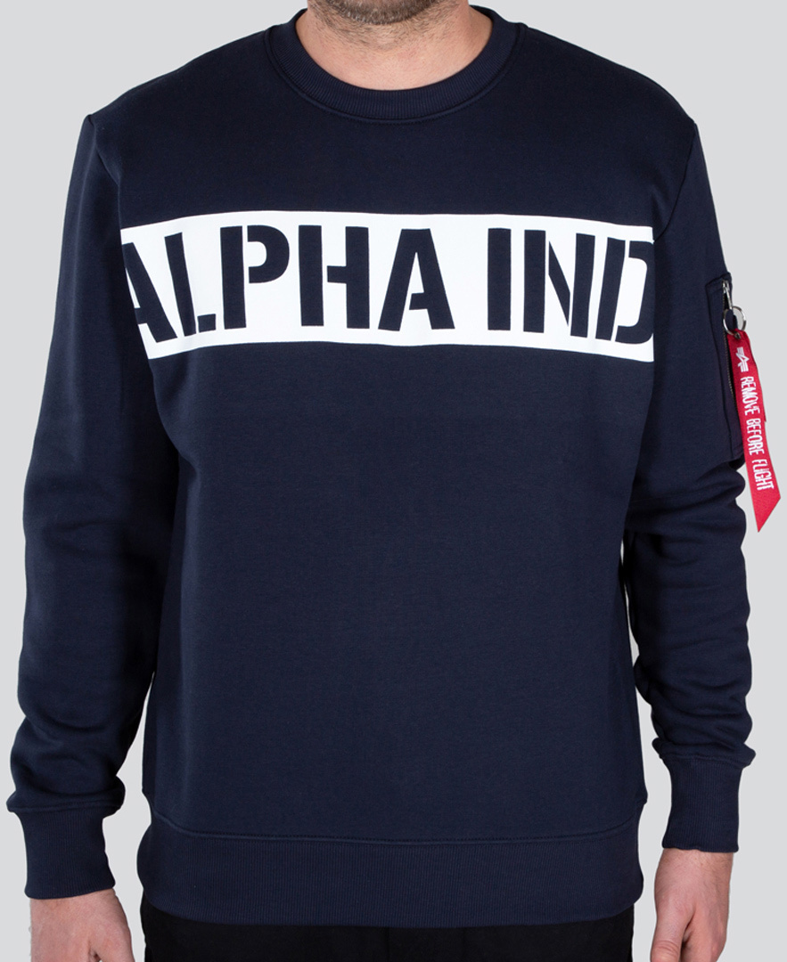 

Пуловер Alpha Industries Printed Stripe Pullover, темно-синий