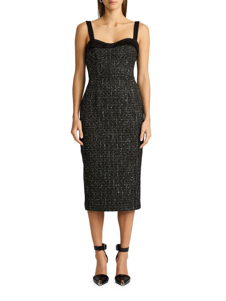 

Платье-футляр миди из твида Zac Posen, цвет Gold Tweed