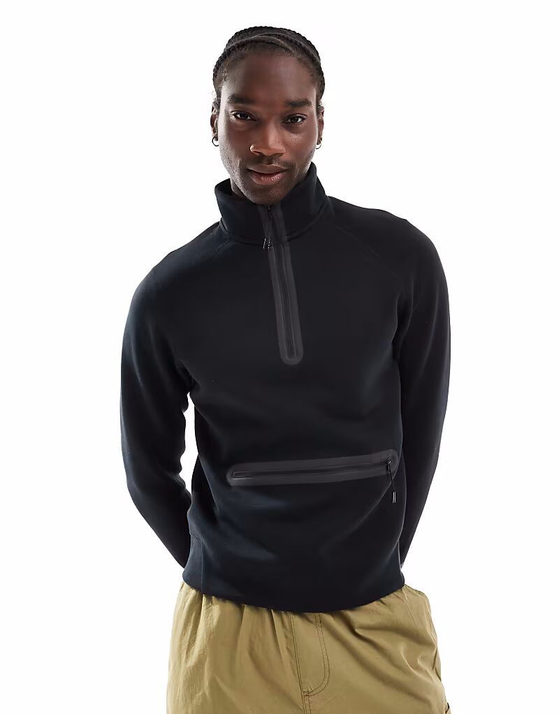 Свитшот Tech Fleece с полумолнией черного цвета Nike — фото 2