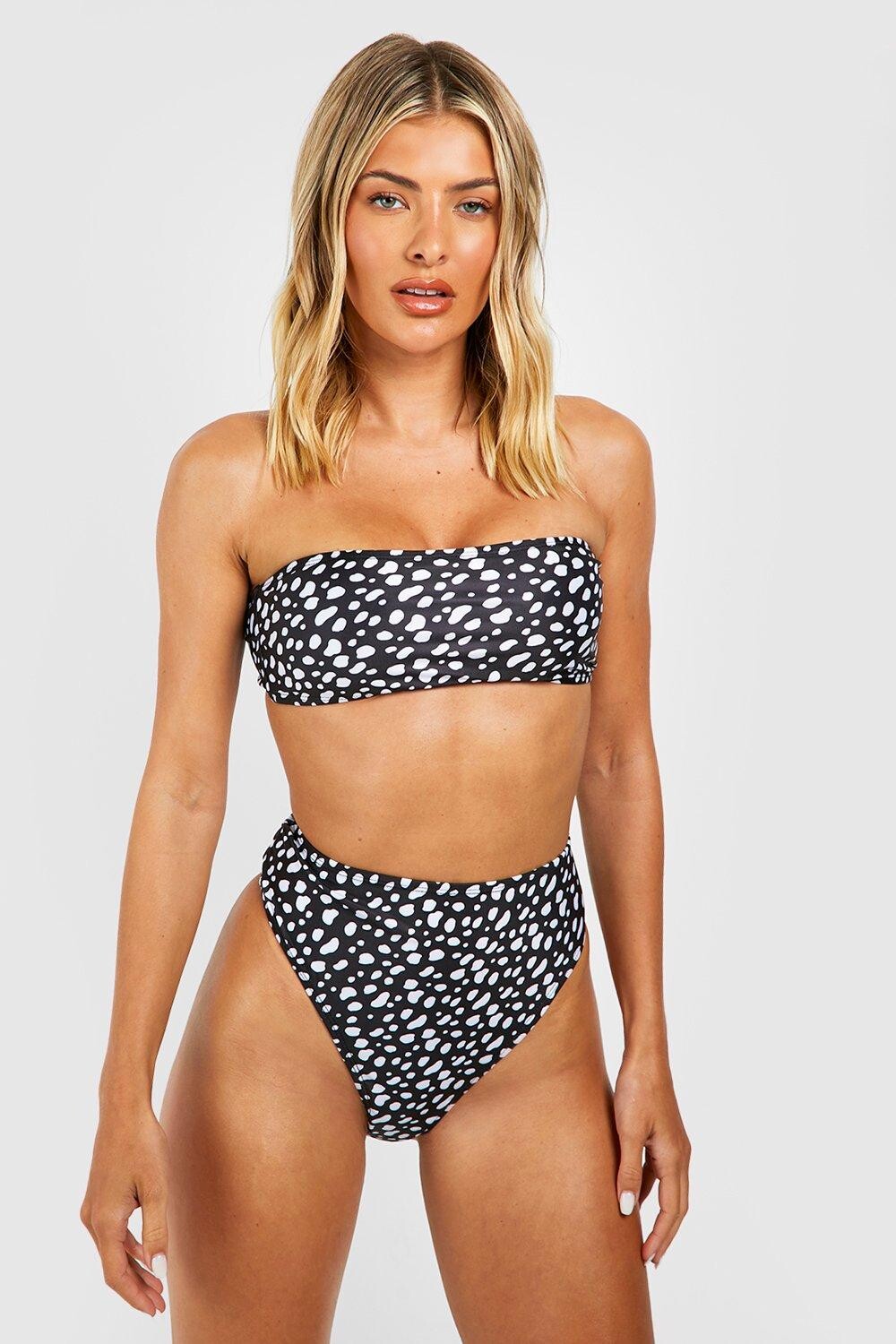 

Топ бикини далматинский бандо Boohoo, черный