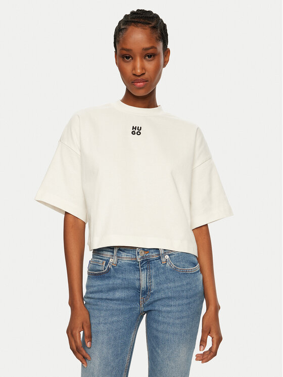 

Футболка свободного кроя Cropped Tee 50517790 Hugo, экрю