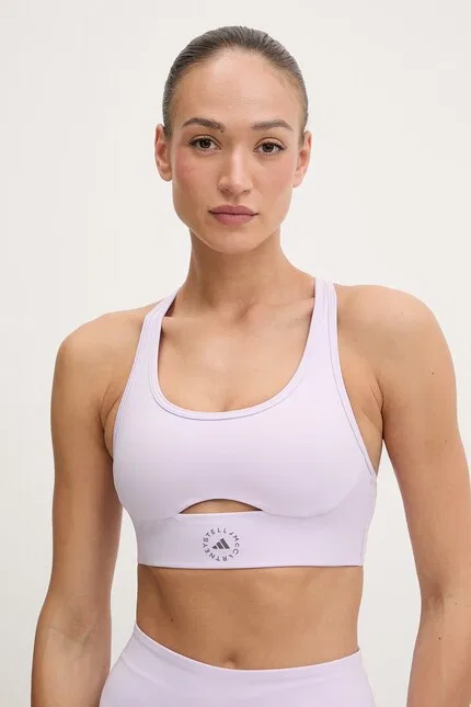 Спортивный бюстгальтер со средней поддержкой Adidas by Stella McCartney, фиолетовый — фото 4