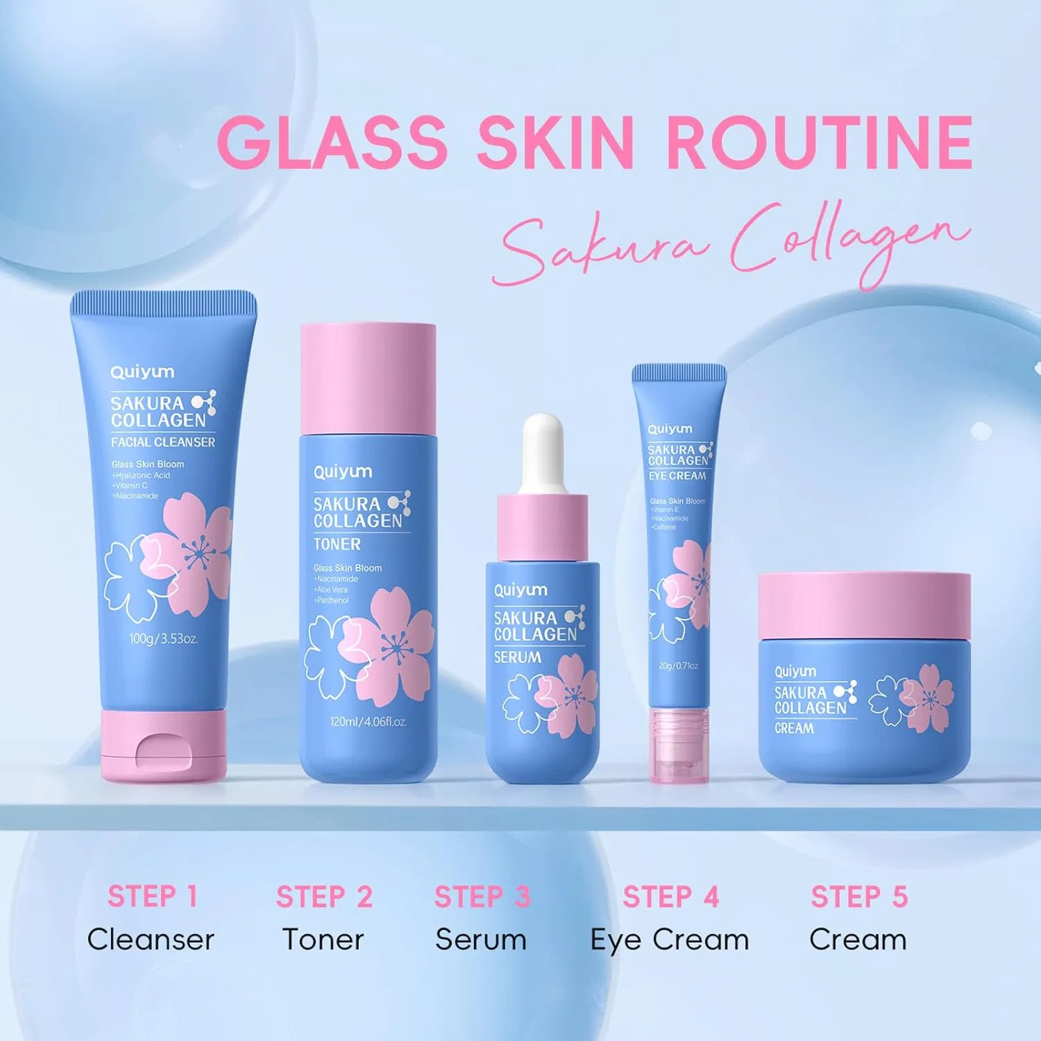 Набор для ухода за кожей QUIYUM Sakura Collagen, 8 предметов Quiyum — фото 3