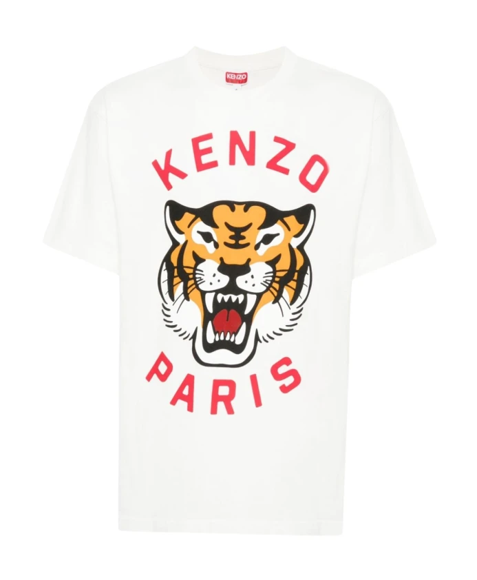 

Футболка из джерси с тигровым принтом Kenzo, белый