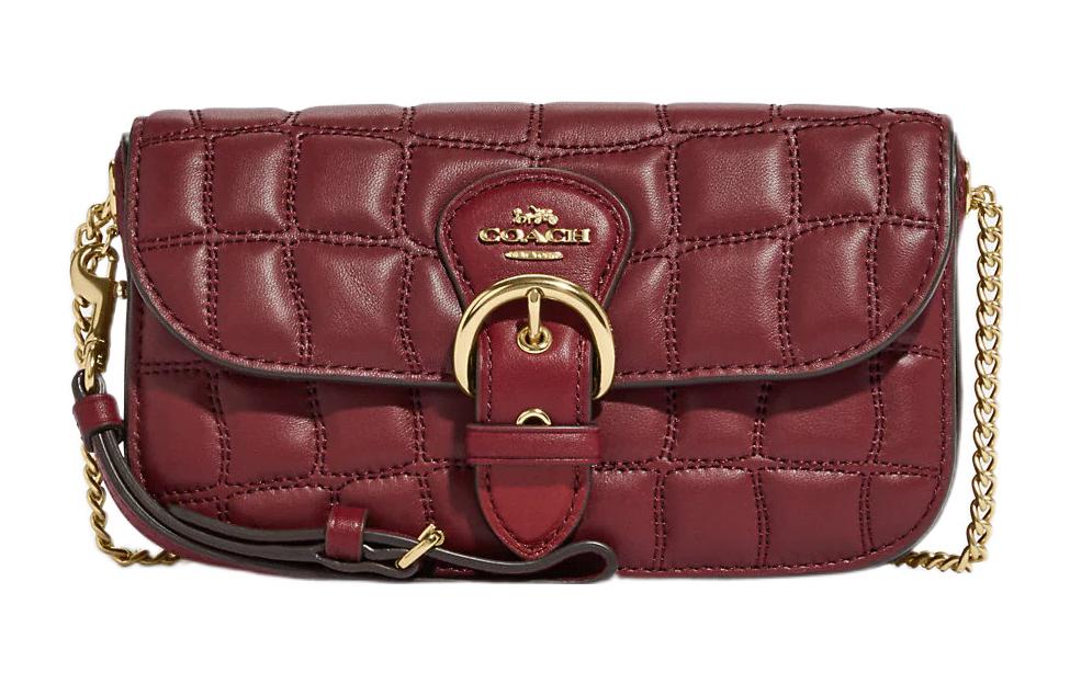 

COACH Сумка через плечо Kleo Leather, женская, бордового цвета, небольшого размера
