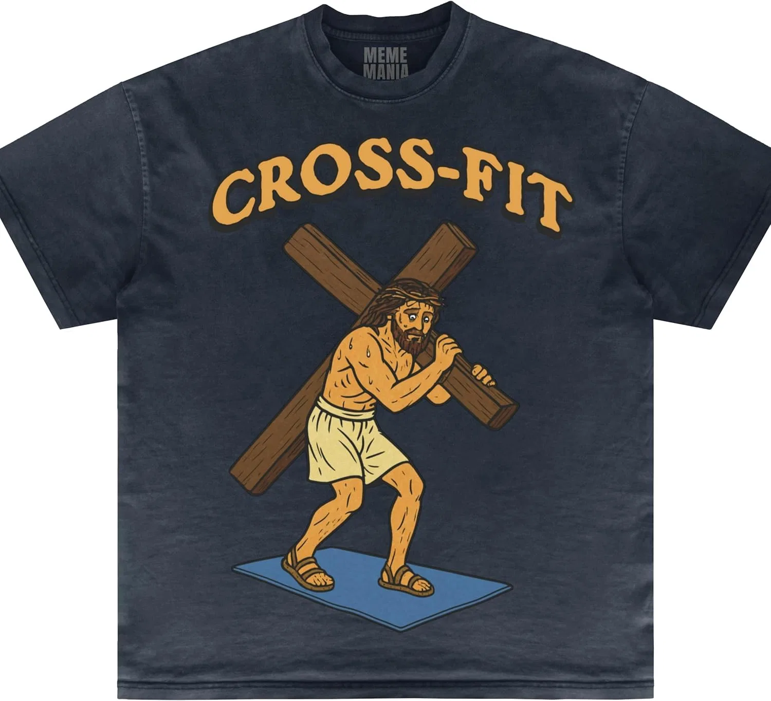 Футболка Jesus, забавная христианская 90-х винтаж Cotton Tee GENERIC, темно-синий