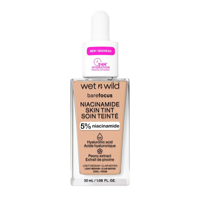 

Тональная основа Bare Focus с ниацинамидом Wet n wild, цвет light medium sand, 32 мл