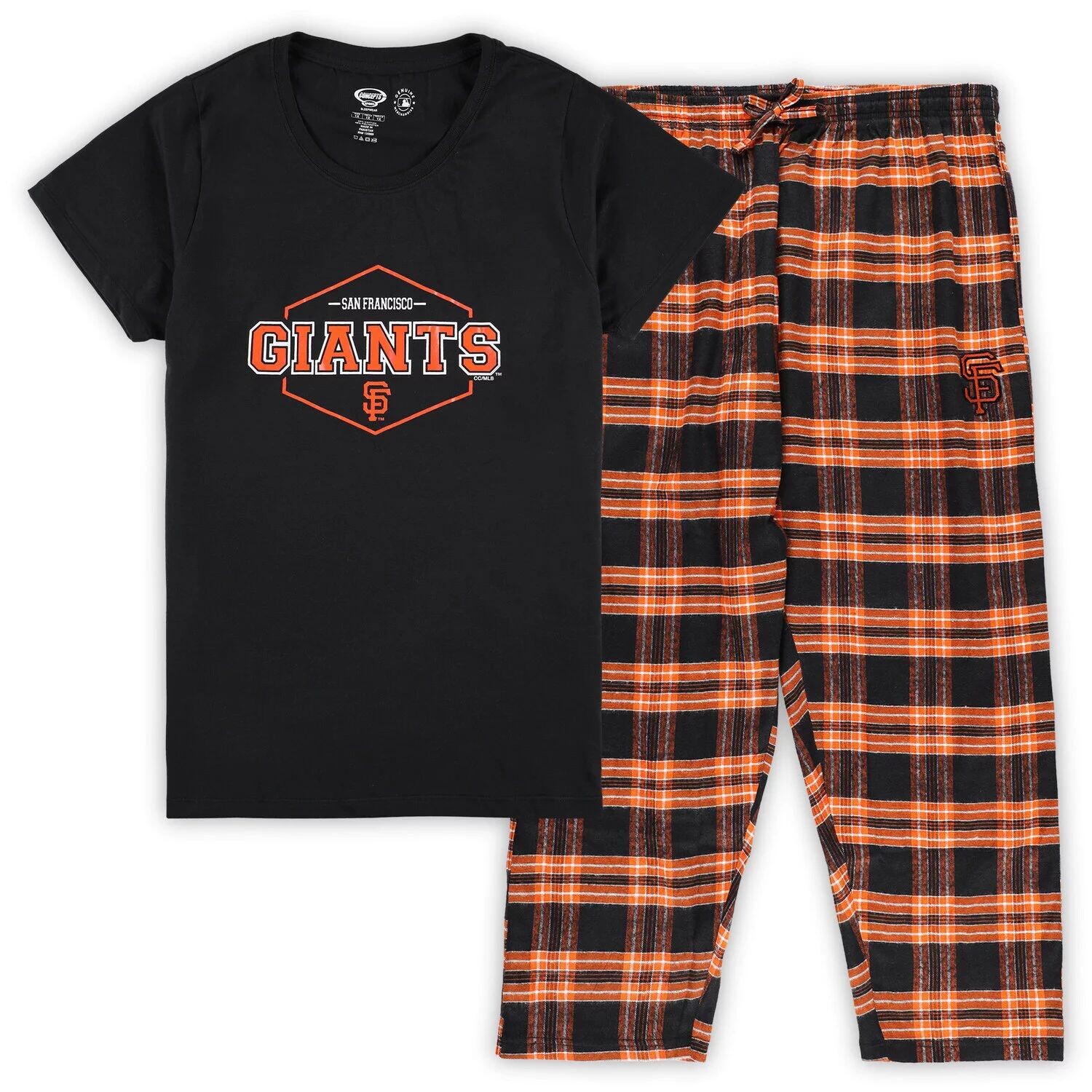 

Женский спортивный черный/оранжевый комплект San Francisco Giants больших размеров для сна с значком Concepts