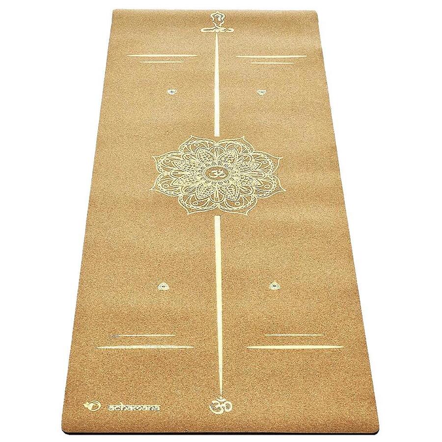 

ACHAMANA Коврик для йоги, резина и пробка, 5 мм x 68 см x 1,83 м, Mandala Bodylines, золотой