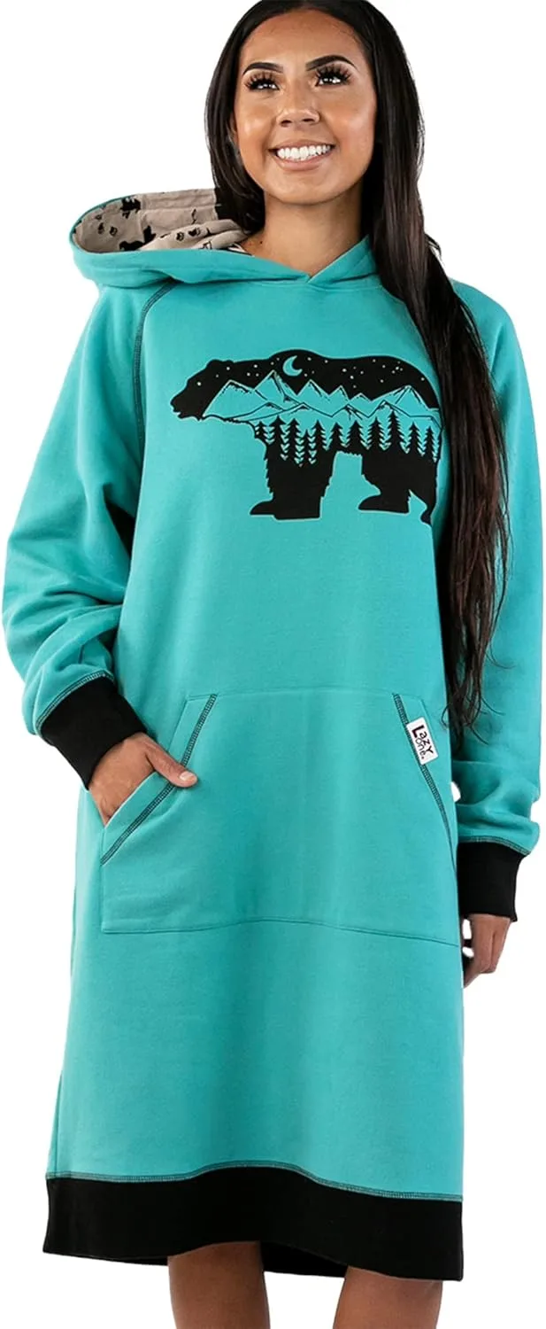 Толстовка с капюшоном оверсайз, удобная одежда для сна Lazy One, Mountain Bear Sleep Hoodie