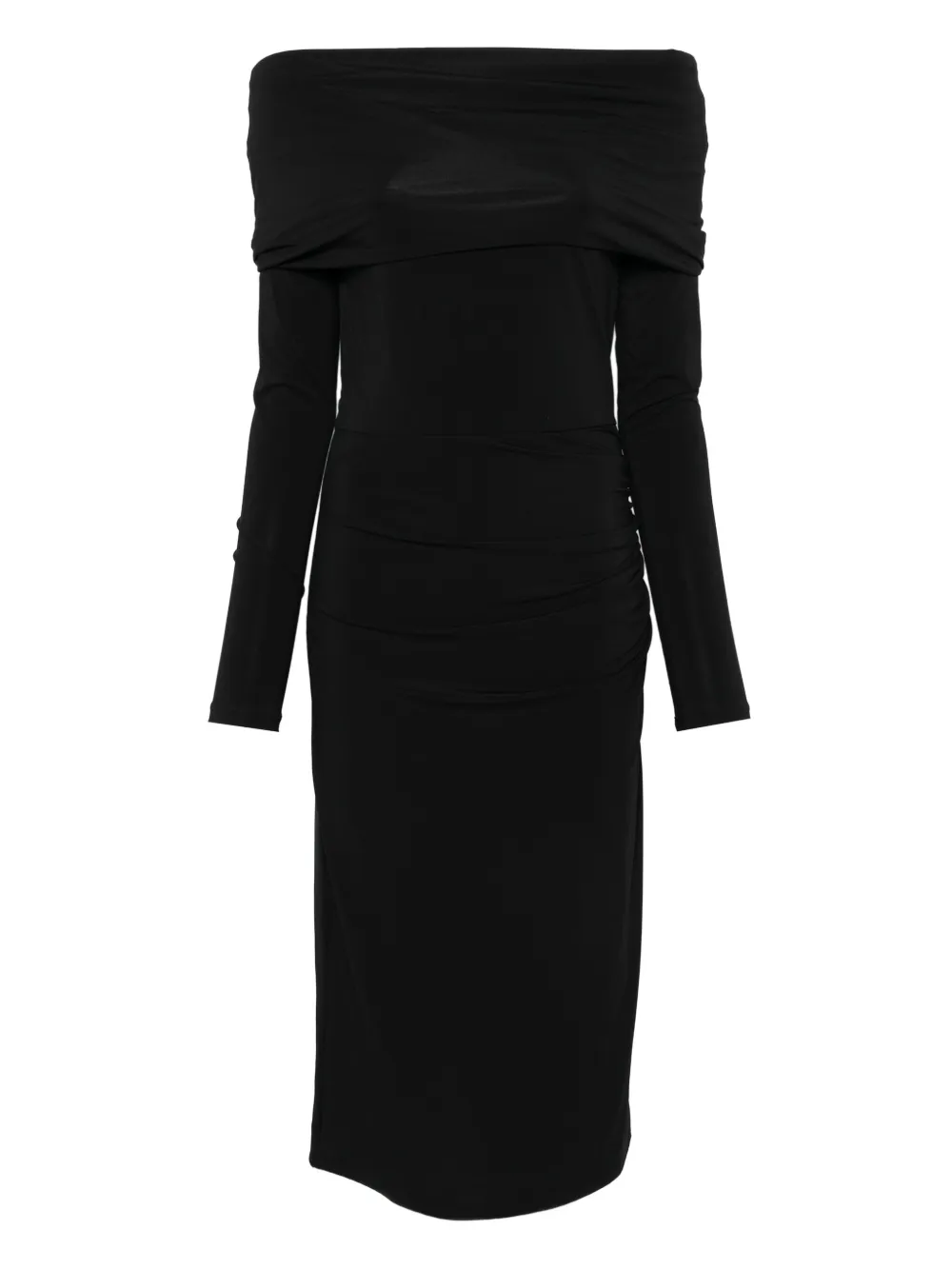 

Драпированное платье с открытыми плечами MAX MARA, черный