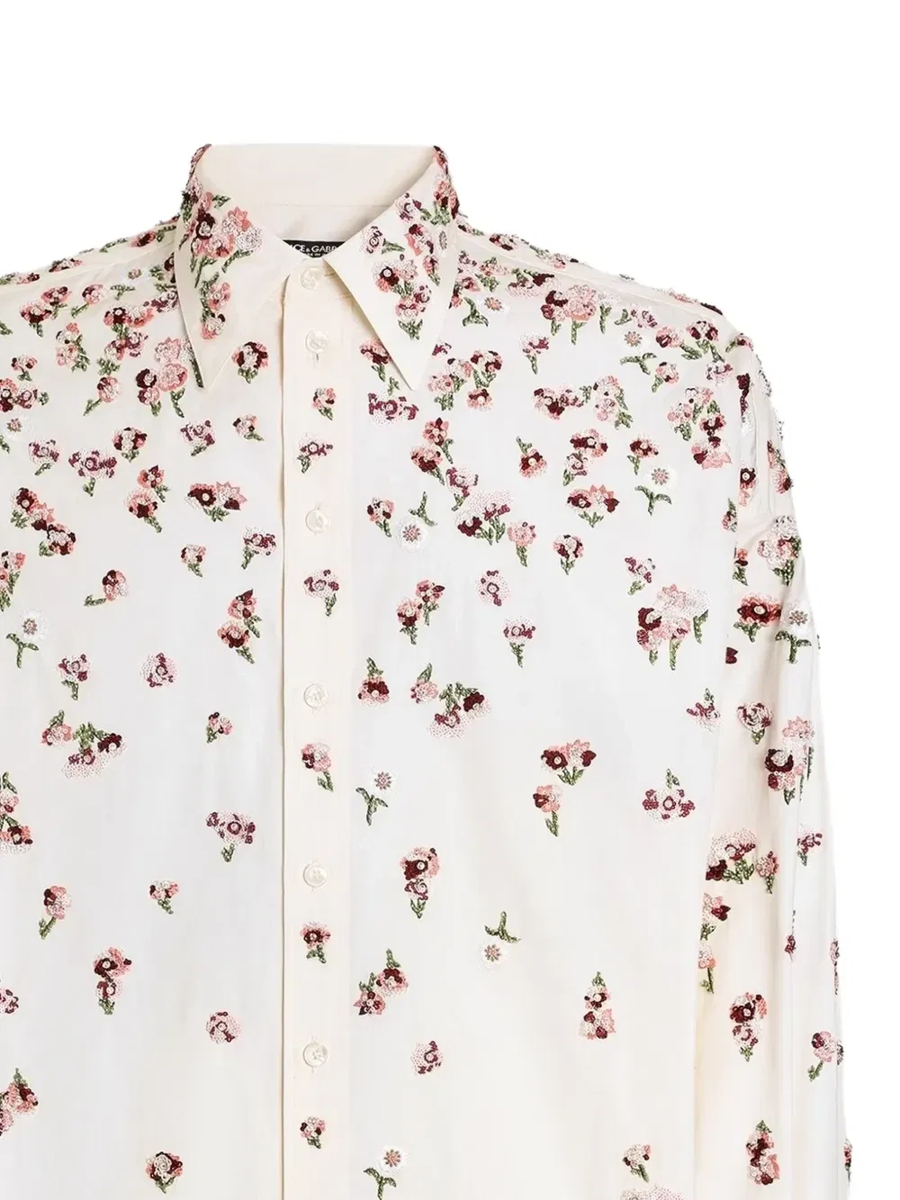 Хлопковая рубашка с вышивкой DOLCE & GABBANA, бежевый — фото 2