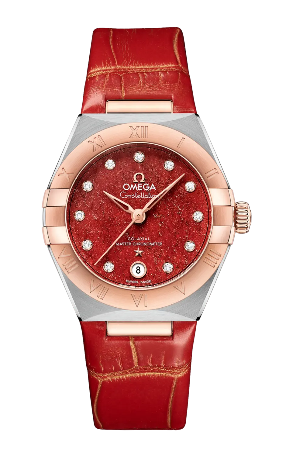 

Часы Omega Constellation co-axial master chronometer с розовым золотом 29 мм