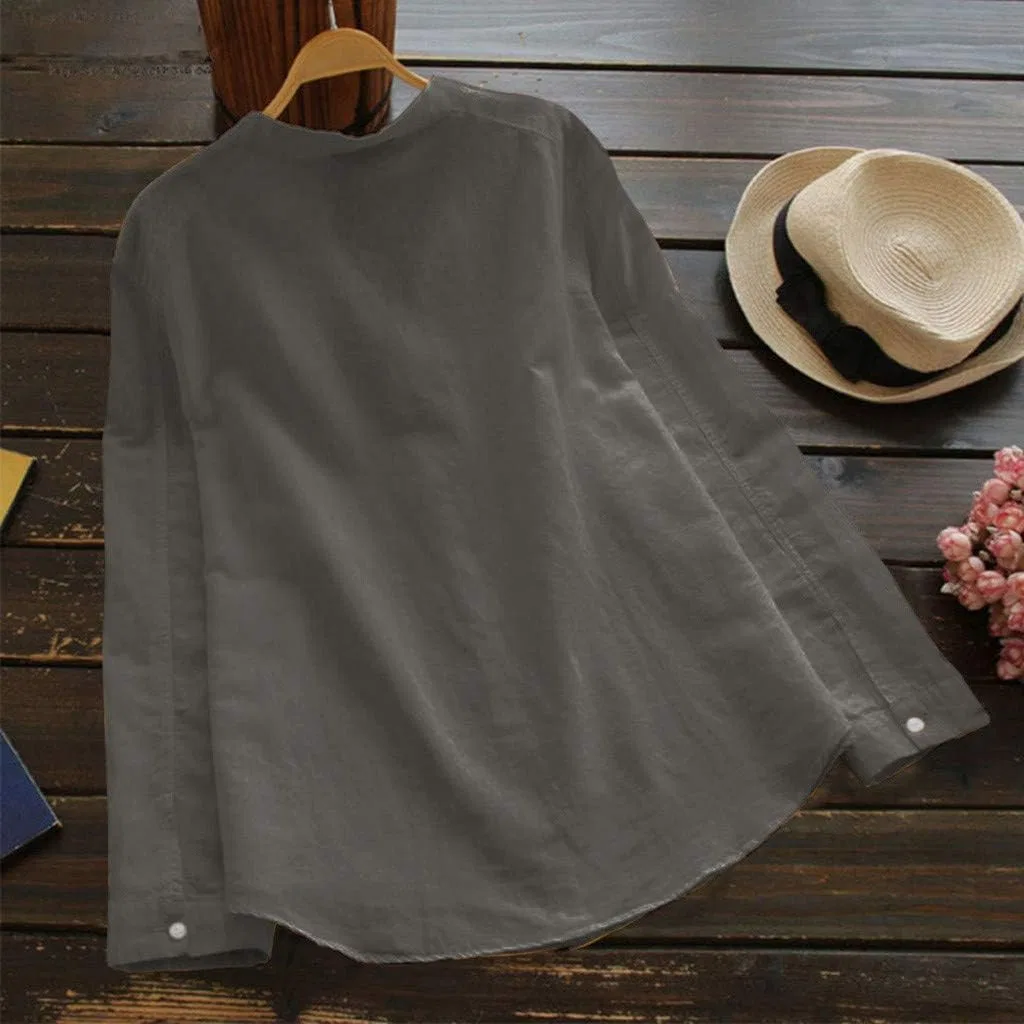 Блуза свободного кроя, из коллекции Cotton Linen Blend, серый — фото 3