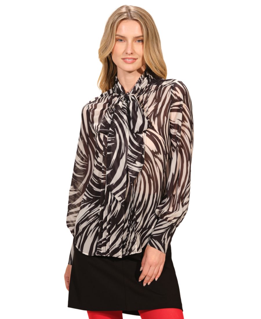 

Женская блузка с длинными рукавами и бантом Isaac Mizrahi, Zebrush